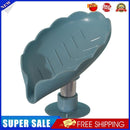 Leaf Shape Soap Drain Holder Punch-Free Toilet Bathroom Tray (Light Blue)