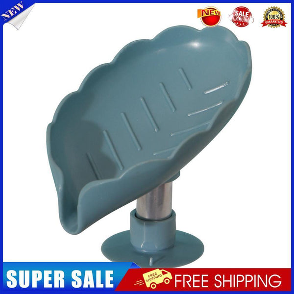 Leaf Shape Soap Drain Holder Punch-Free Toilet Bathroom Tray (Light Blue)