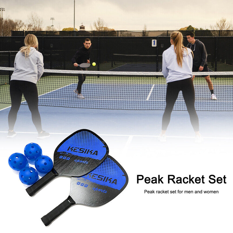 #A 2pcs Peak Paddles Rackets + 4 Balls Combination Kits Non-slip Handle Racquet