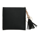 Fashion Mini Small Wallet Soft Leather Purse Tassel Card Coin Holder(Black)