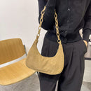Fashion Women Corduroy Solid Color Underarm Bag Casual Chain Hobos Shoulder Bags