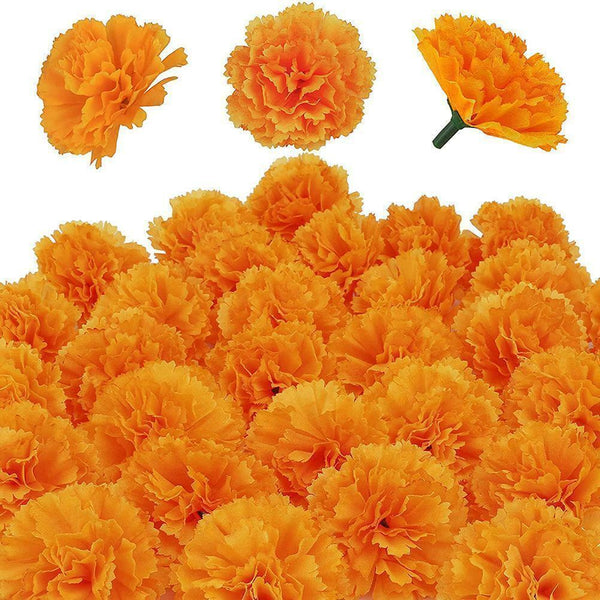 30 Pcs Artificial Marigold Flowers Decoration Set Orange Carnation Flowers