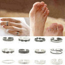 12PCs/set Women Fashion Simple Toe Ring Adjustable T3Q4 M2L0 Z7L9 Beach H2W8