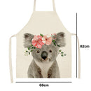 Koala Bear Print Apron Linen Waterproof Cooking Bibs Pinafore (82x68cm)