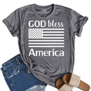 Independence Day Print Flag Letter T-Shirt (Grey XL)