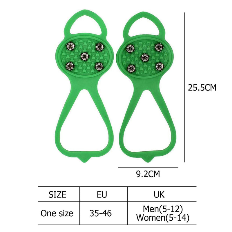 Ice Walk Traction Cleats, Crampons Grippers, Anti Slip Spikes Cover (Green)