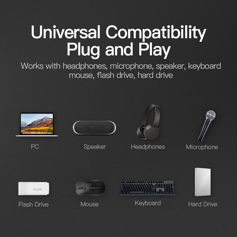 USB Hub 480Mbps Multi USB 2.0 Adapter 4 Port Expander Splitter (White)