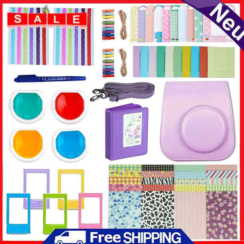 For Instax Mini 11 Accessories Camera Bag w/ Shoulder Strap Photo Album Stickers