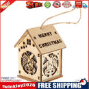 Cute Mini Wood Hollow House Christmas Light Tree Hanging Decor (Bell)