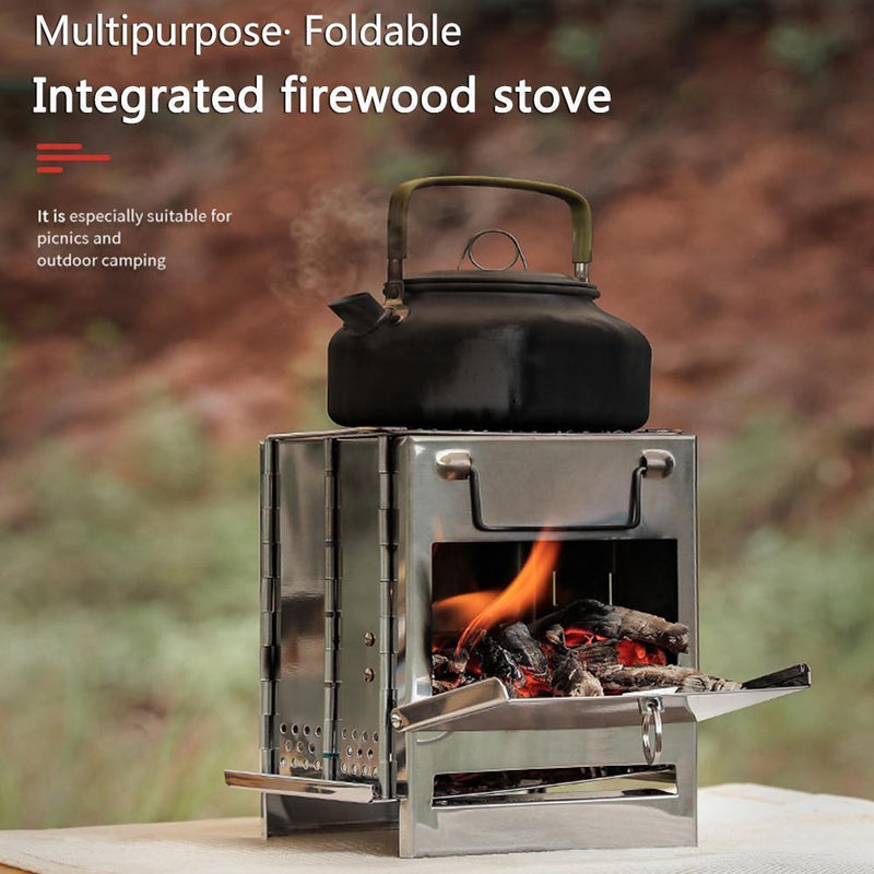 2pcs Outdoor Wood Stove Portable Camping Picnic BBQ Folding Cooking Grill