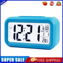 Temperature Alarm Clock LED Digital Backlight Calendar Snooze Clock (Blue)