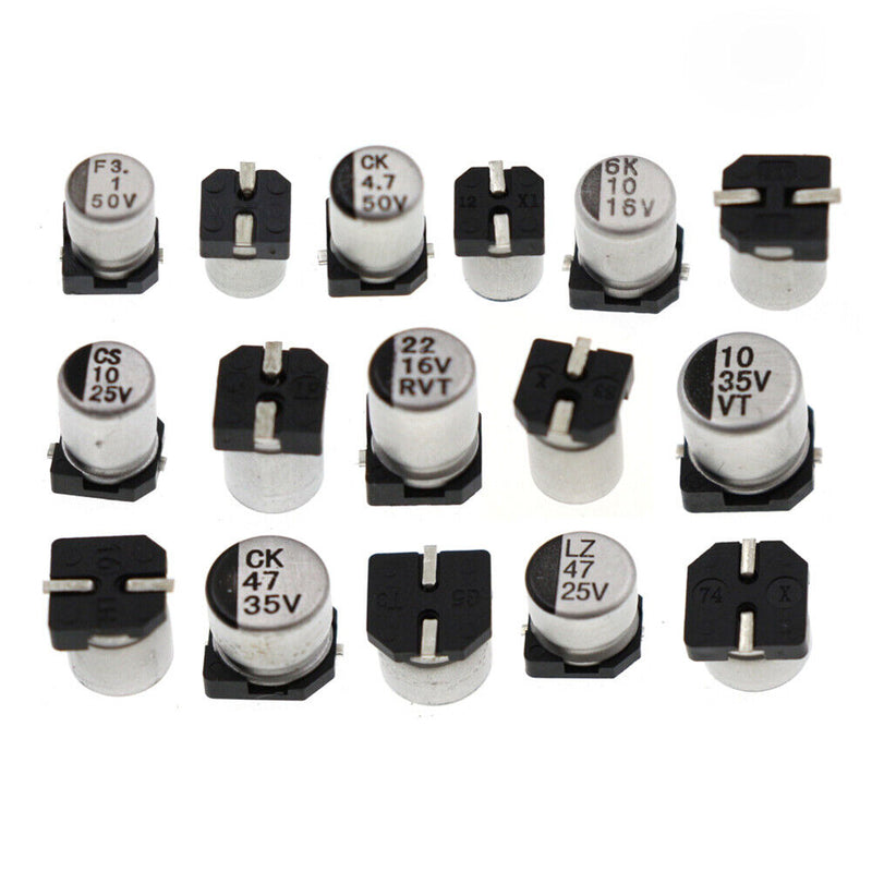 400pcs 6.3V-50V 1uF - 1000uF SMD Aluminum Electrolytic Capacitors Assortment Kit