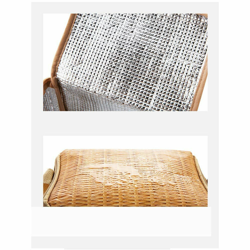 Bags Keep Warm Woven Rattan Bag Waterproof Lid and Handle Wicker Picnic Basket