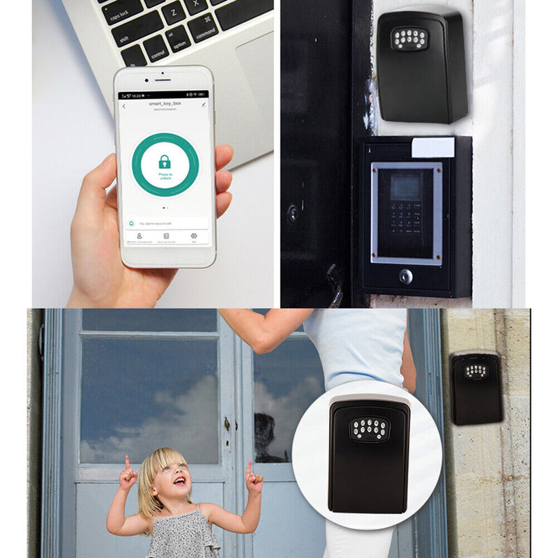 BOX02 Waterproof Smart Key Storage Box with Code Tuya APP Unlocking (Black)