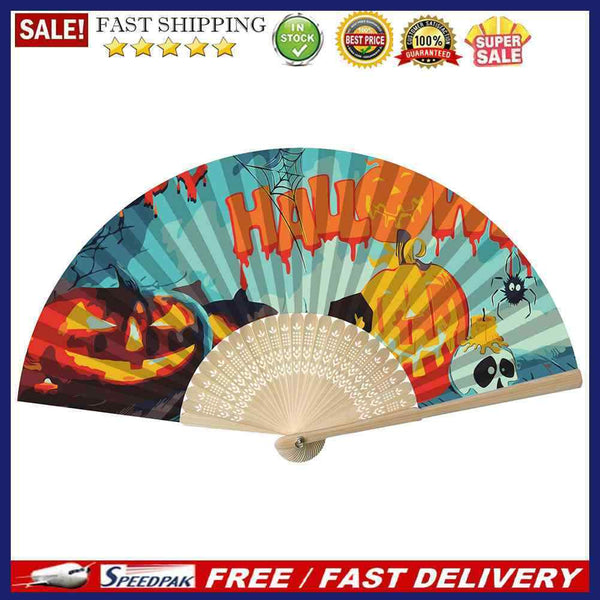 Halloween Pumpkin Fan Oil Paint By Numbers Craft Frameless Handheld Home Deco