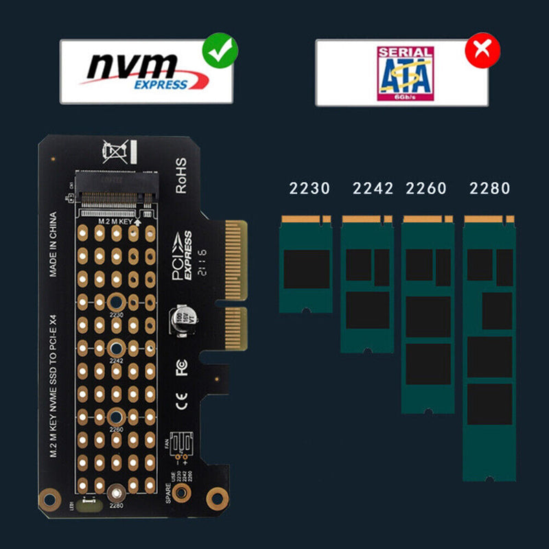 Full Speed M2 NVME to PCI Express 3.0 X4 Converter Adapter 32Gbps Expansion Card