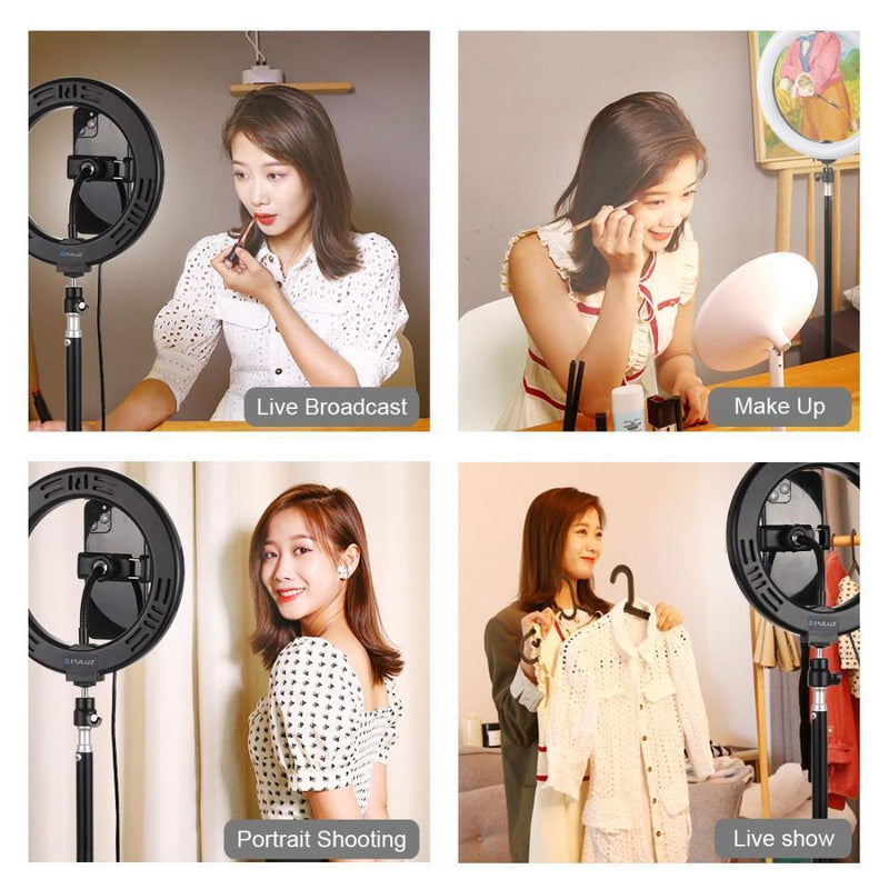 Dimmable Video Light Kits LED Ring Light with 110cm Tripod 3 Color Temperature