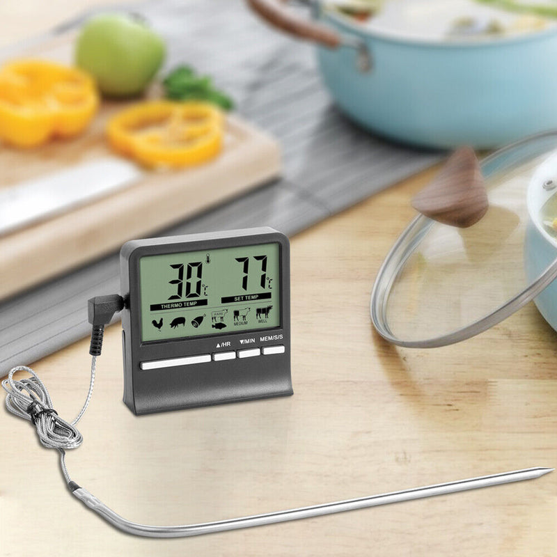 Digital Kitchen Food Thermometer Probe Meter Oven Meat Cooking Alarm Timer