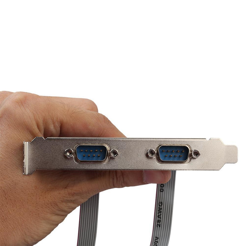 2-Port Serial RS232 DB9 Male COM Port to IDC 10pin Cable w/ Bracket