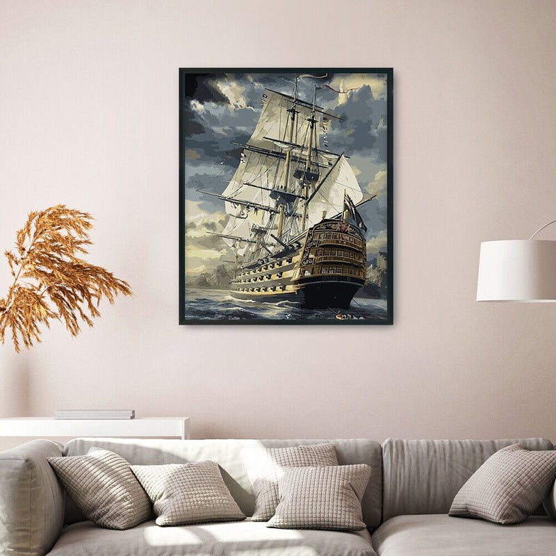 30x40cm Sailboat DIY Paint By Numbers Oil Painting Kit Canvas