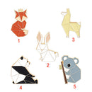 Origami Animal Brooch Cute Fox Panda Koala Enamel Pin Brooches Lapel Pin Badges