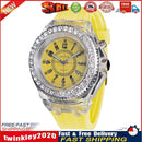 Luminous LED Flash Light Rhinestone Student Silicone Quartz Watch (Yellow) Newly