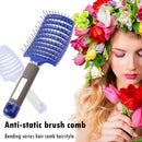 Plastic Nylon Anti-Static Hair Brush Curved Row Scalp Massager Comb (Blue)