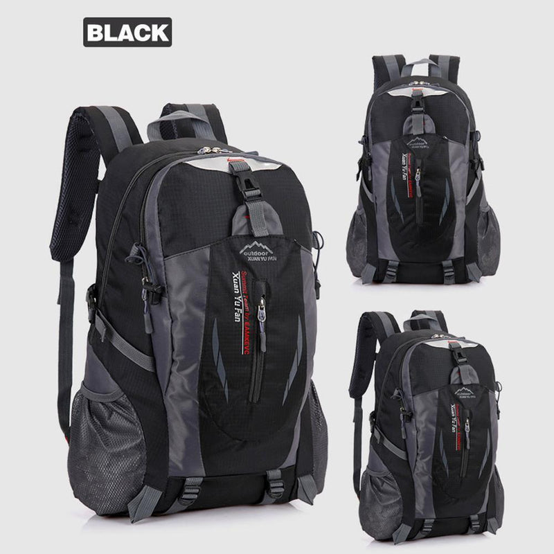 Casual Climbing Backpack Nylon Bags for Hiking Fitness Camping (Black)