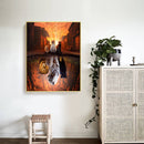 Full Cross Stitch Art Paint 11CT Counted Sunset Cat Embroidery Wall Ornament Kit