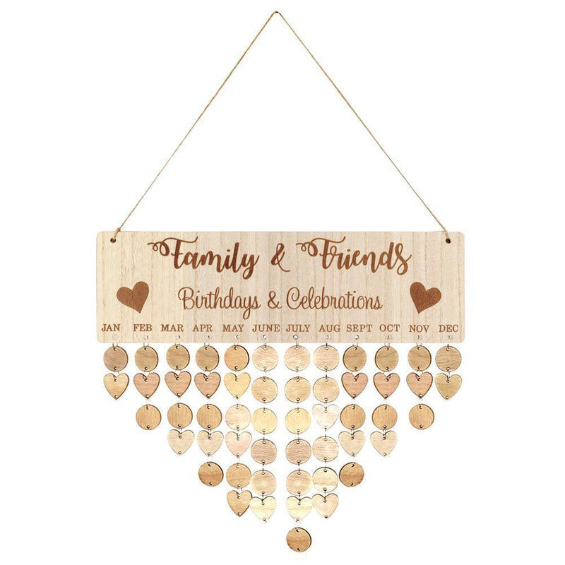 Wooden Calendar Round Love Heart DIY Special Date Wall Hanging Display