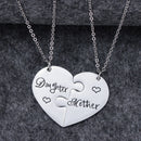 2pcs Love Heart Pendant Splice Daughter Mother Chain Necklace Women Jewelry