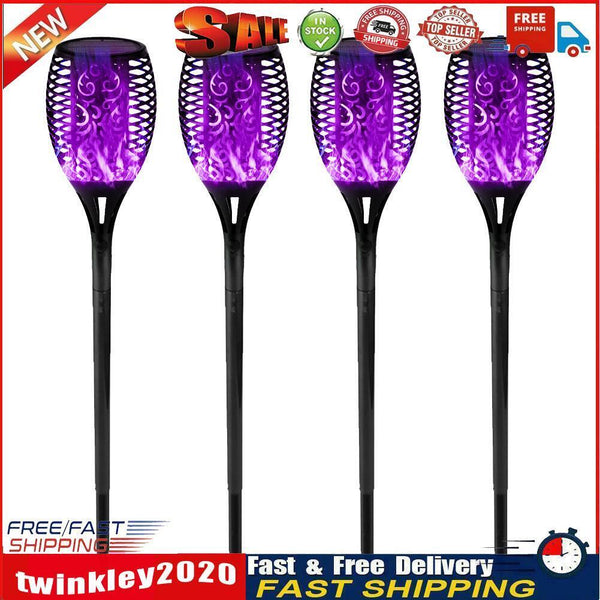 12 LED Flame Torch Light Solar Powered Garden Plug-In Decor Lamp (4pcs) Newly
