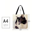 Black and white cat Printed Shoulder Shopping Bag Casual Large Tote Handbag