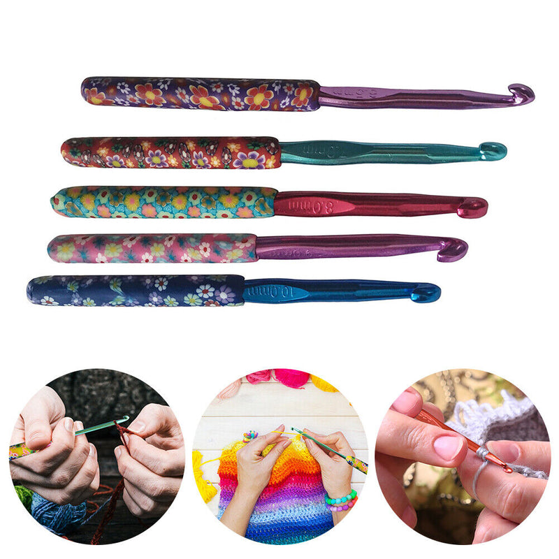 Soft Ceramic Handle Crochet Needles Crocheting Hooks Set Sweater Knitting Weave
