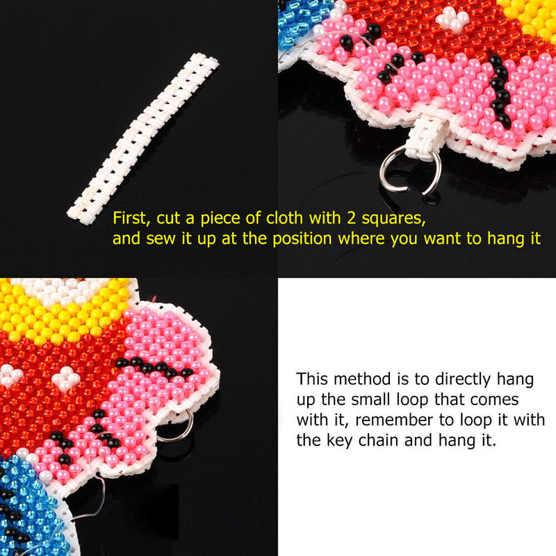 Artwork Stamped Needlework DIY Bead Cross Stitch Craft Keychain Cartoon Pig K