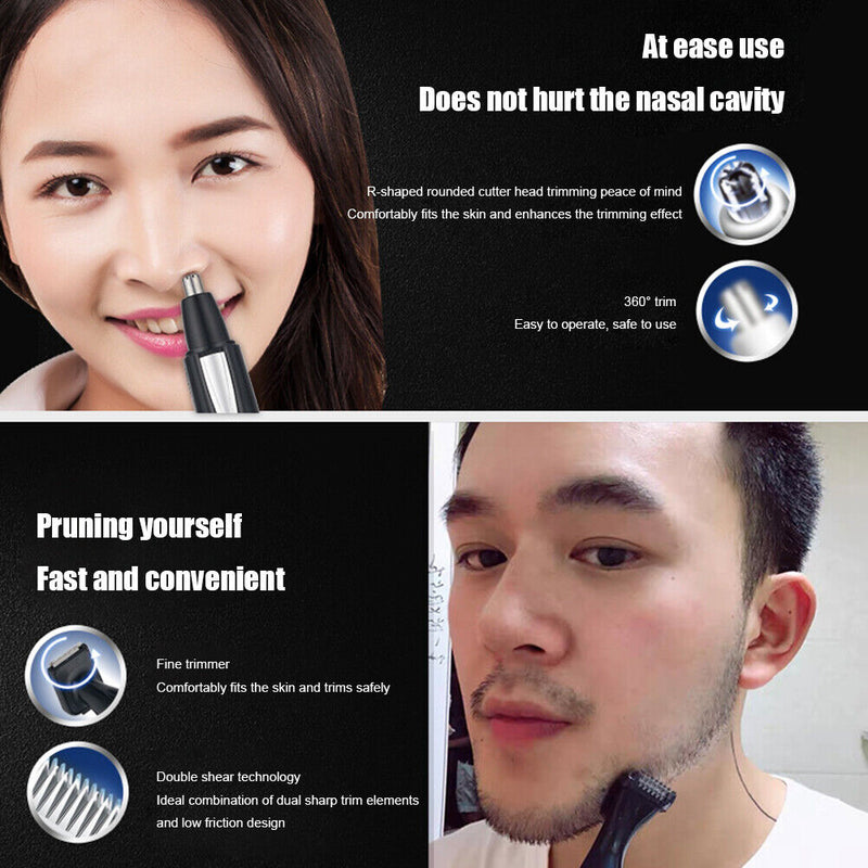 2 in 1 Nose Facial Hair Trimmer Electric Eyebrow Scraper Cleaner Shaving Tool