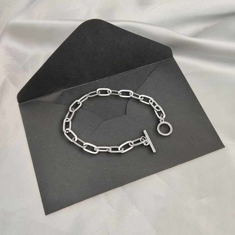 Wrist Stainless Steel Geometric Shape Toggle Clasp Bracelet OT Buckle Chain