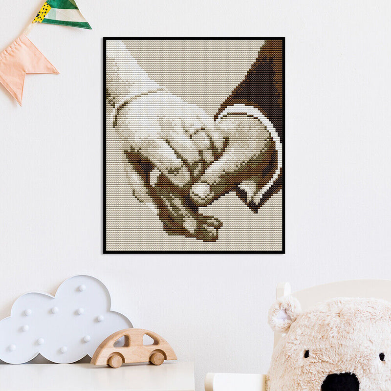 14CT Full Cross Stitch Hand in Hand Stamped DIY Kits Handmade Embroidery Newly