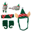 4pcs Set Pet Hat Warm Dogs Cats Christmas Green Hat + Chain +
