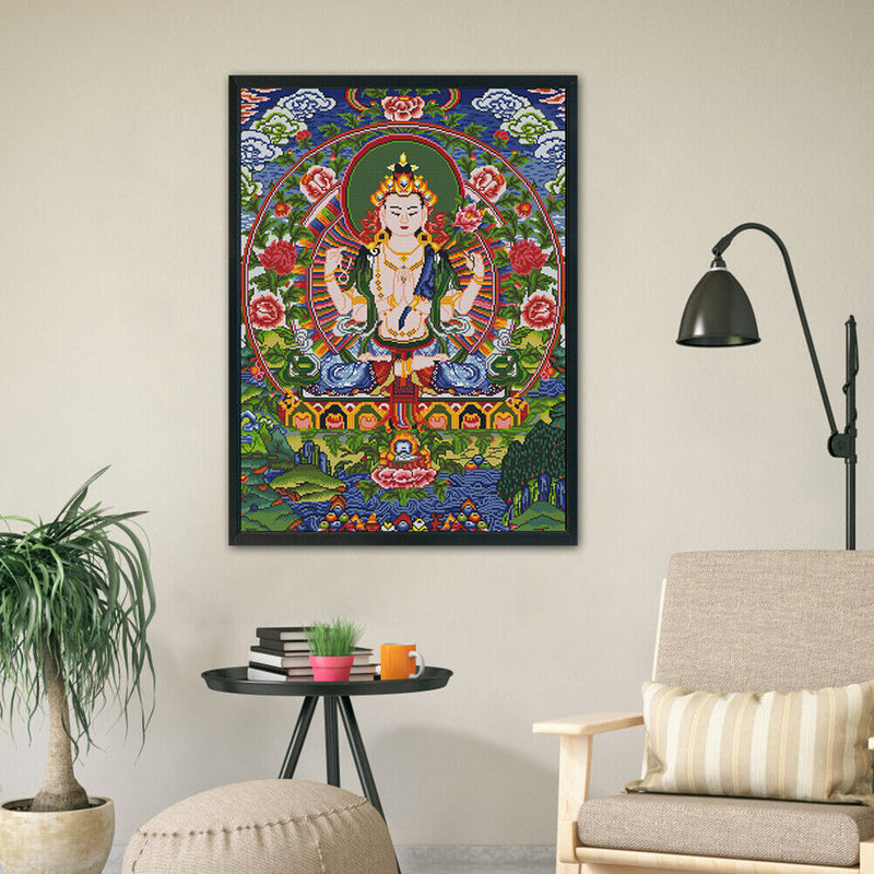 Cross Stitch Kit Buddha Portrait 3-Beach Cotton Thread 11CT DIY Embroidery Set