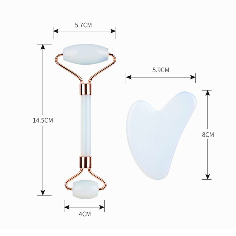 Double Head Opal Roller Massager Gua Sha Board Skin Beauty Bar (Roller) Newly