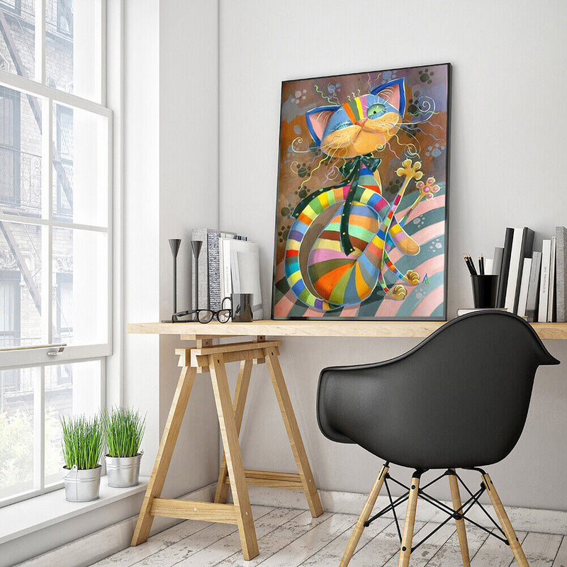 Colorful Cat No Frame Pictures By Number DIY Digital Coding Oil Painting