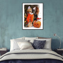 Pumpkin Cat Full Round Drill Mosaic Rhinestone Handmade Home Art Pictures