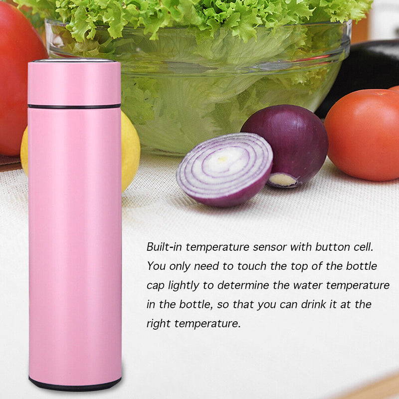 500ml Double-Layer Intelligent Temperature Insulation Water Bottle (Pink) Newly
