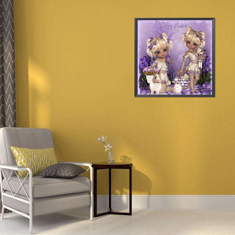 5D DIY Diamond Painting Kits Double Ponytail Girls Full Round Drill Decor