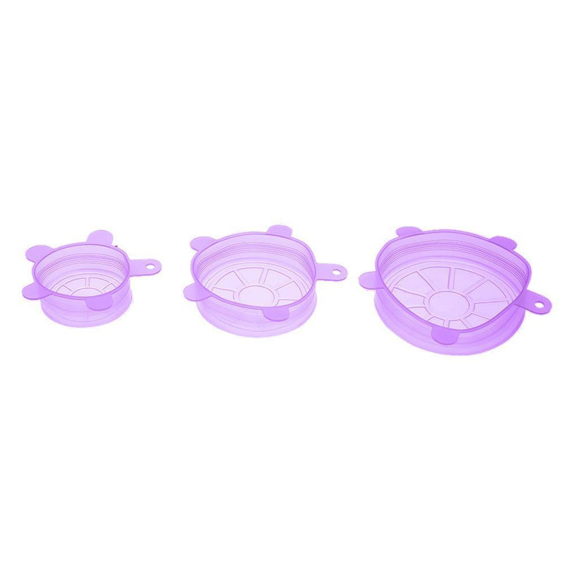6pcs Silicone Food Fresh Saran Food Wrap Seal Cover (Purple) Newly