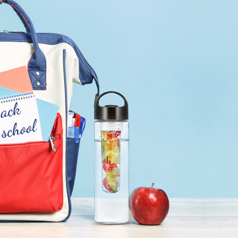 700ml Leakproof Water Bottle Plastic Soak Fruit Outdoor Drinkware (Black) Newly