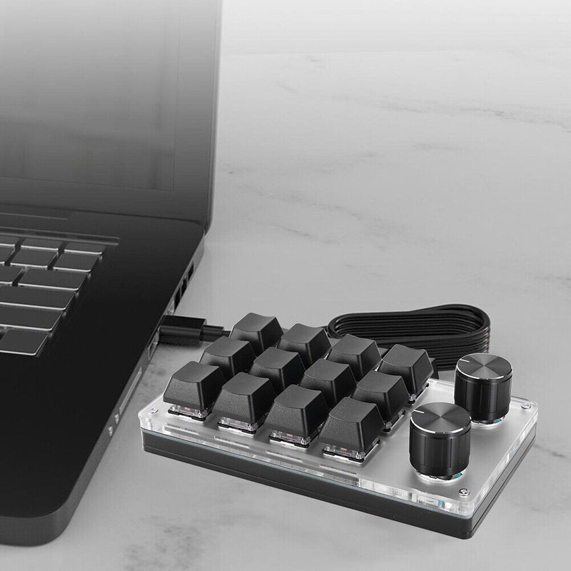 Macro Custom Wired Gaming Keyboard Programmable Mechanical Keypad (Black)