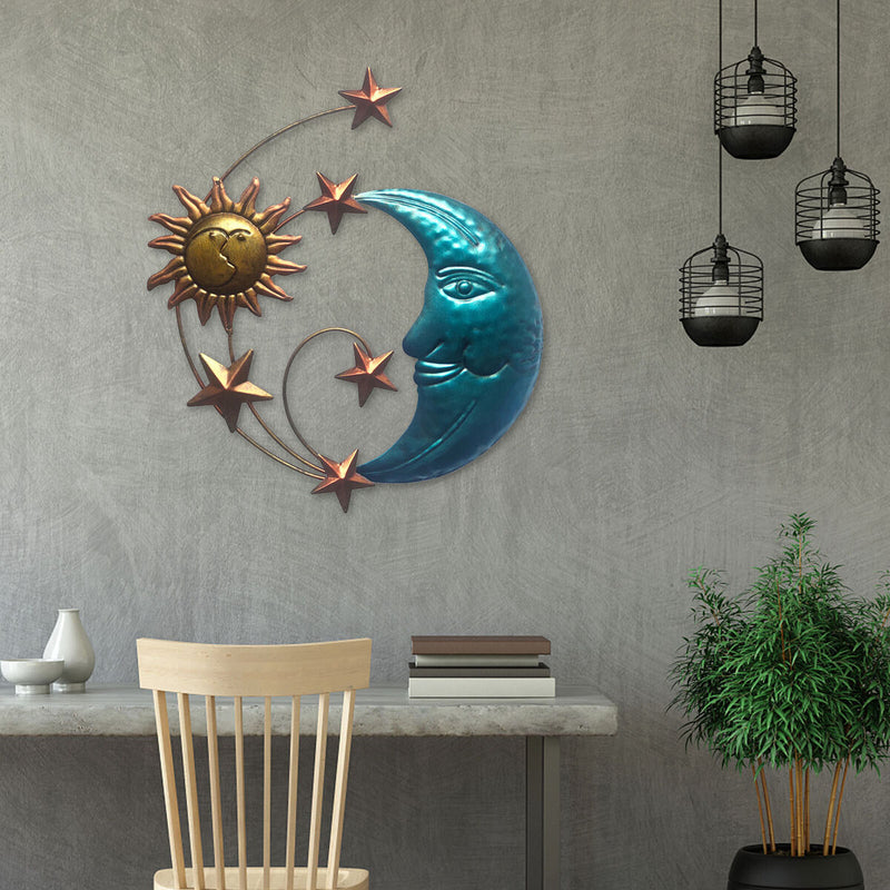 Artistic Sun Moon Metal Wall Decor - Outdoor Home Wall Celestial Art Sculpture
