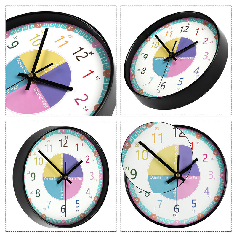 Easily Clock for Kids with Silent Movement Telling Time Wall Clock Educational